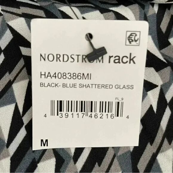 Halogen BLACK- BLUE SHATTERED GLASS Womens Tank Top Blouse SZ M - Picture 6 of 12